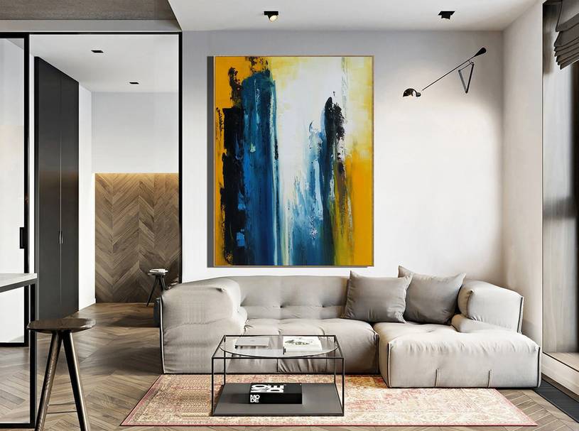 Black Living Entryway Abstract Canvas Artwork R1N1G wall art